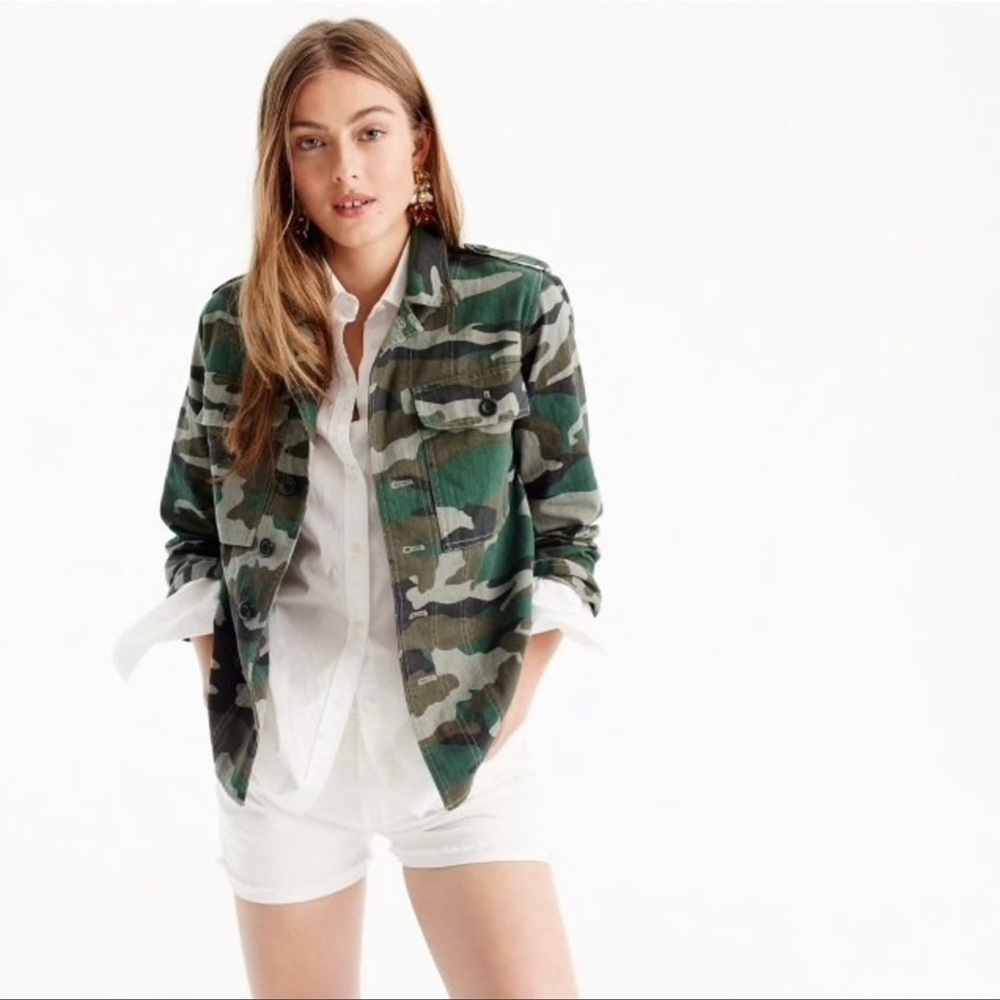 J.Crew camo utility shacket xs camouflage button down shirt jacket 100% cotton
